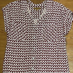 JACHS Girlfriend Red Button Down Shirt with Notched Collar
